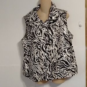 Black white silky zebra plus vest